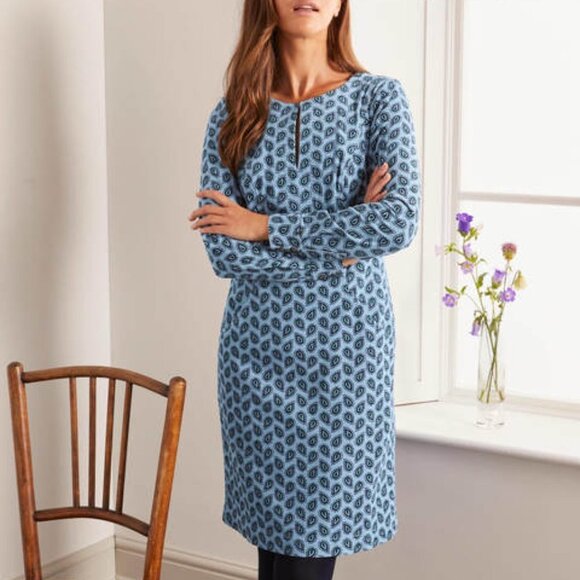 Boden Caroline Cord Dress Paisley Corduroy Frosted Blue Long Sleeve Regular US 4 - Picture 10 of 10
